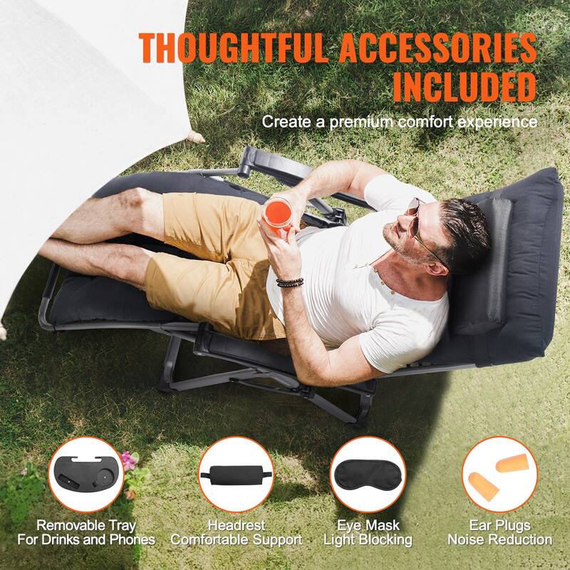 26 Inch Zero Gravity Recliner Lounge Chair with Triangle Frame and Removable Cushion Seat - 34.05 x 25.39 x 43.7 in