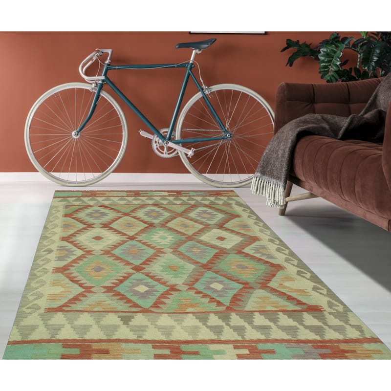 Noori Rug Sun Faded Flatweave Saladin Burgundy/Ivory Rug - 5'0" x 6'4"