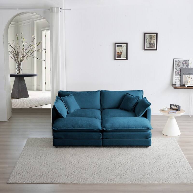 Modern Accent Chair with Ottoman, Living Room Club Chair Chenille Upholstered Armchair , Reading Chair for Bedroom