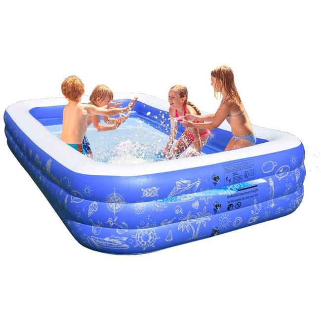 Q-Max Large Outdoor Inflatable Family Swimming Pool with Electric Pump