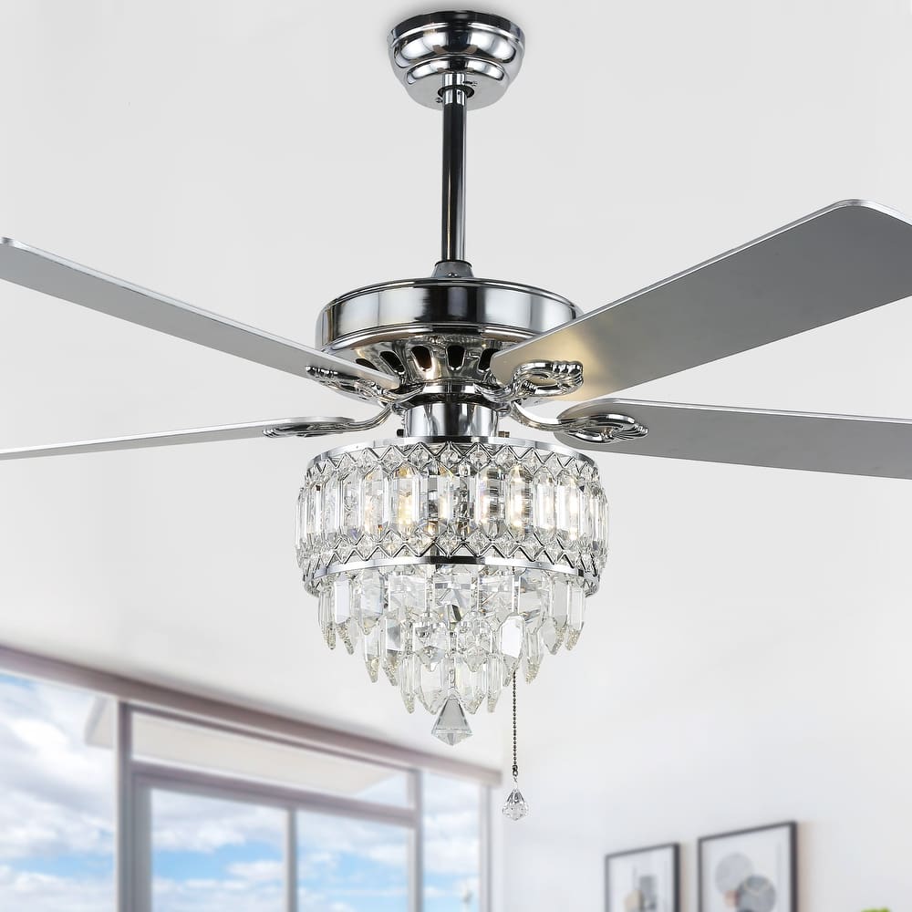 Bella Depot 65" Crystal Ceiling Fan with Light Kit and Remote Control,6-Speed Reversible Ceiling Fan