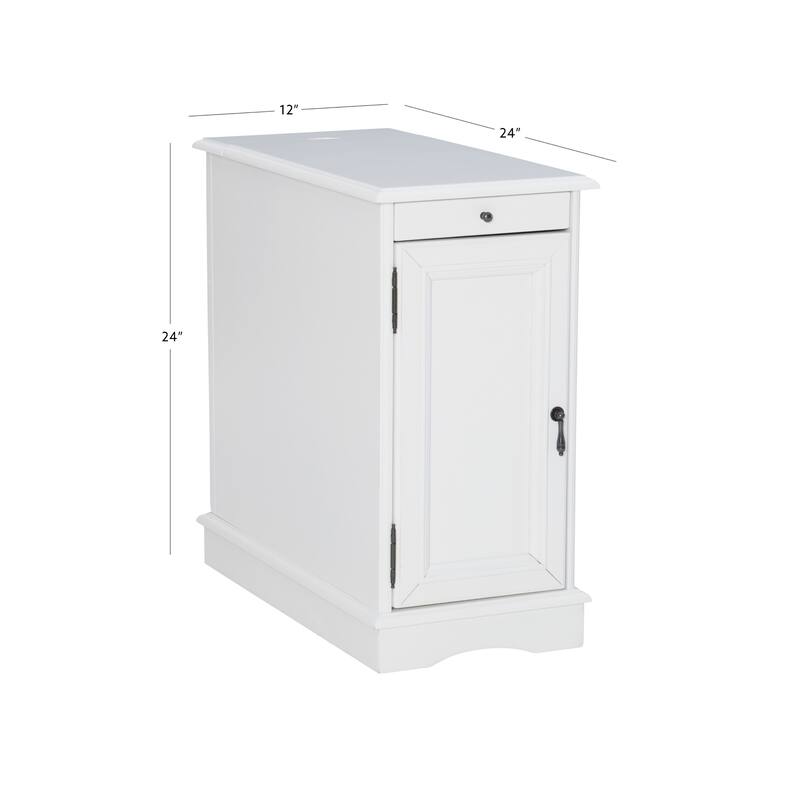 Rectangular Accent Table with USB and Storage Compartment - 24" - White