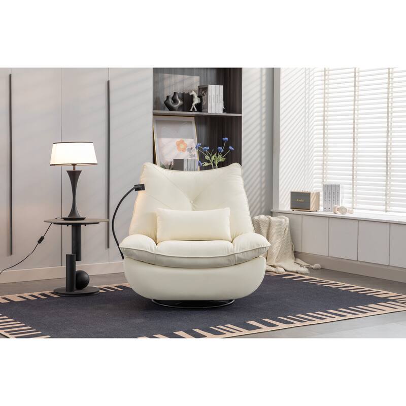 270° Swivel Glider Recliner Chair, Power Recliner with USB Port, Atmosphere Lamp
