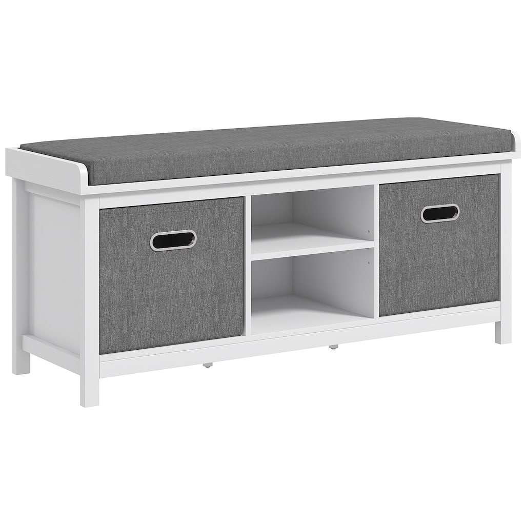 Shoe Bench with Cushion,Storage Bench for Entryway with Padded Seat,2 Drawers and Adjustable Shelf for Hallway
