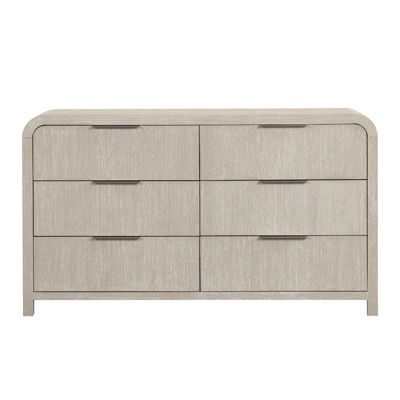 Roundhill Furniture Tavari Contemporary 6-Drawer Wood Dresser, Light Gray