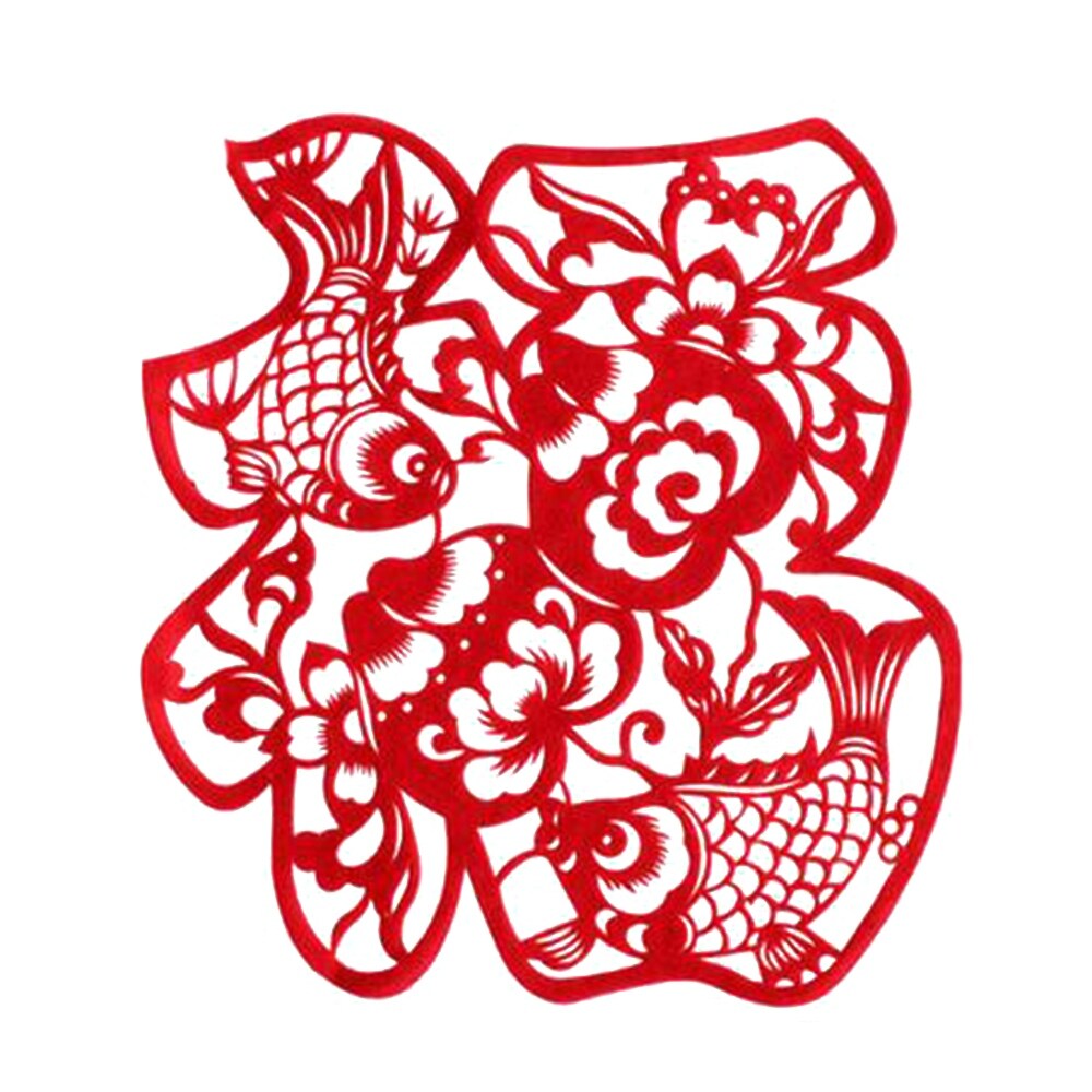 Shop Flocking Paper Cut For Window Decoration 1pair Red 9 On