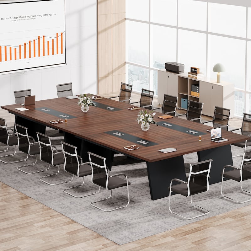 8FT Large Farmhouse Conference Table with Cable Management