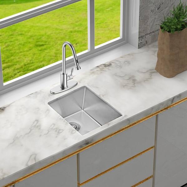 17 Inch Undermount Bar Prep Kitchen Sink 16 Gauge Deep Single ...