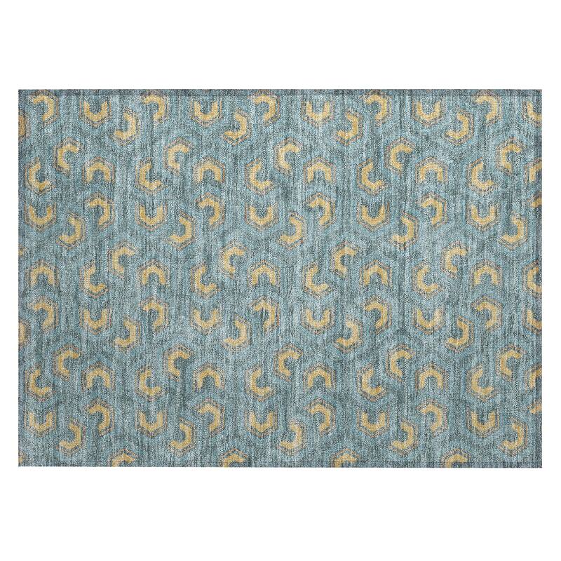 Machine Washable Indoor/ Outdoor Modern Zoa Chantille Rug