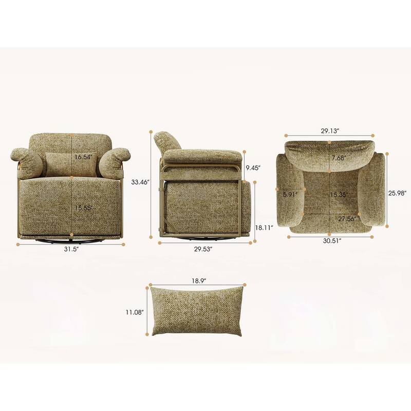 360 Degree Upholstered Armchair with Gold Metal Legs for Comfortable Reading and Relaxation