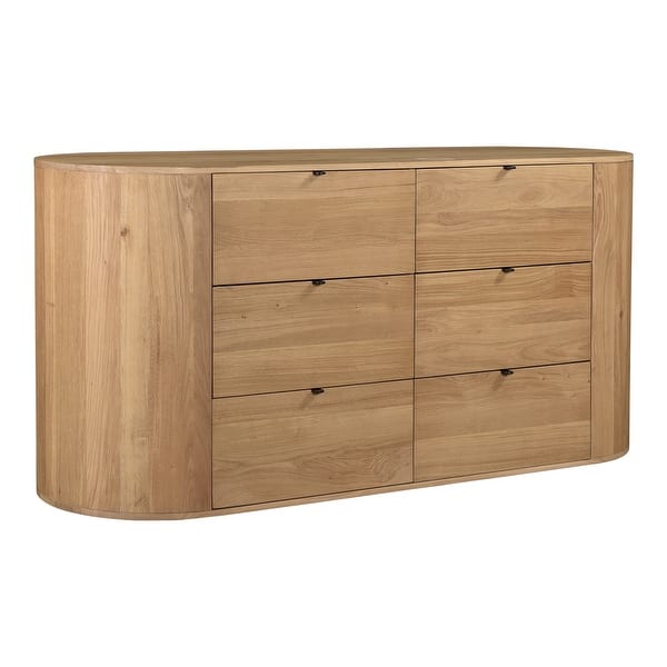 slide 2 of 8, Aurelle Home Tezzi Modern 6-drawer Solid Oak Rounded Dresser