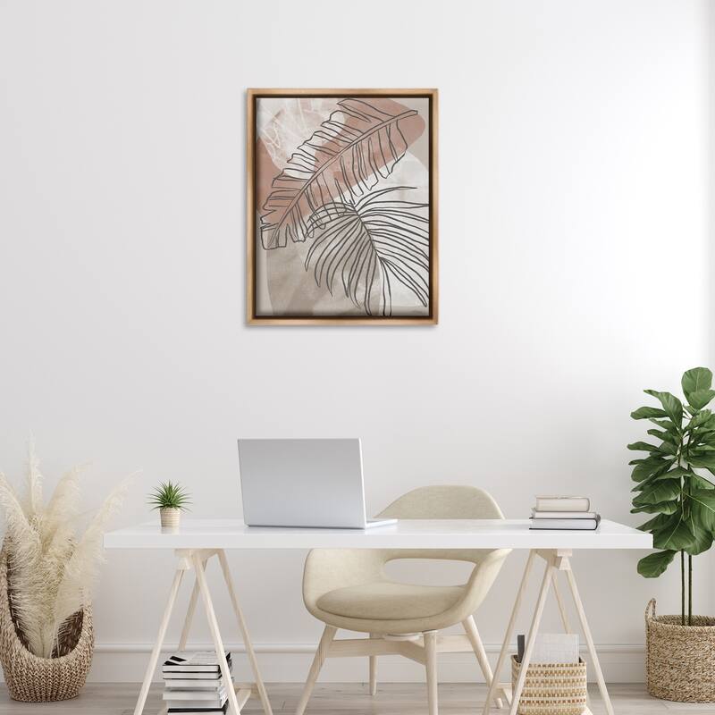 Stupell Tropical Earth Tone Leaves Framed Floater Canvas Wall Art Design By Cat Thurman Designs