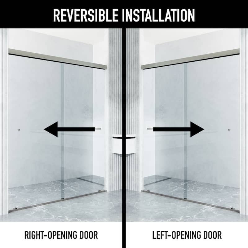 VIGO Satro E-Class 52 to 60 in. W x 74 in. H Semi-Frameless Double-Sliding Shower Door with Clear Tempered Glass