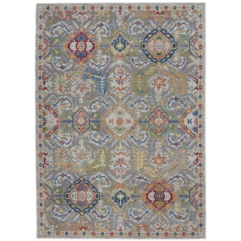 Power Loomed Distressed Floral Traditional Non Skid Area Rug - 90' X '63' X '0.5