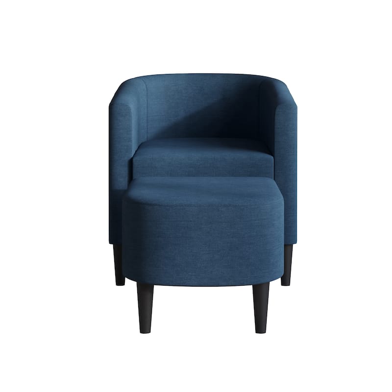 CraftPorch Contemporary Linen Upholstered Accent Chair with Ottoman - Blue