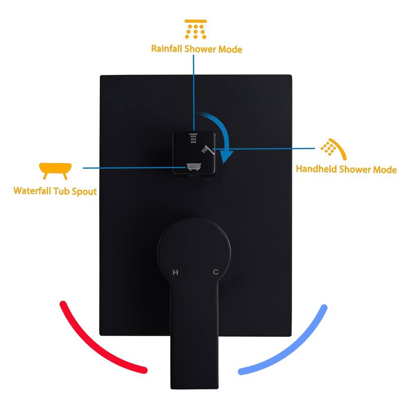 Topcraft Wall Mounted Rain Shower System with Handheld Showerhead