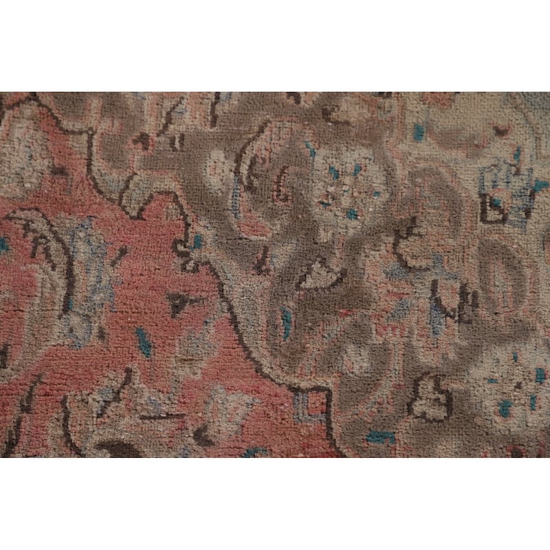 Traditional Mashad Persian Vintage Area Rug Hand-Knotted Wool Carpet - 6'4"x 9'7"