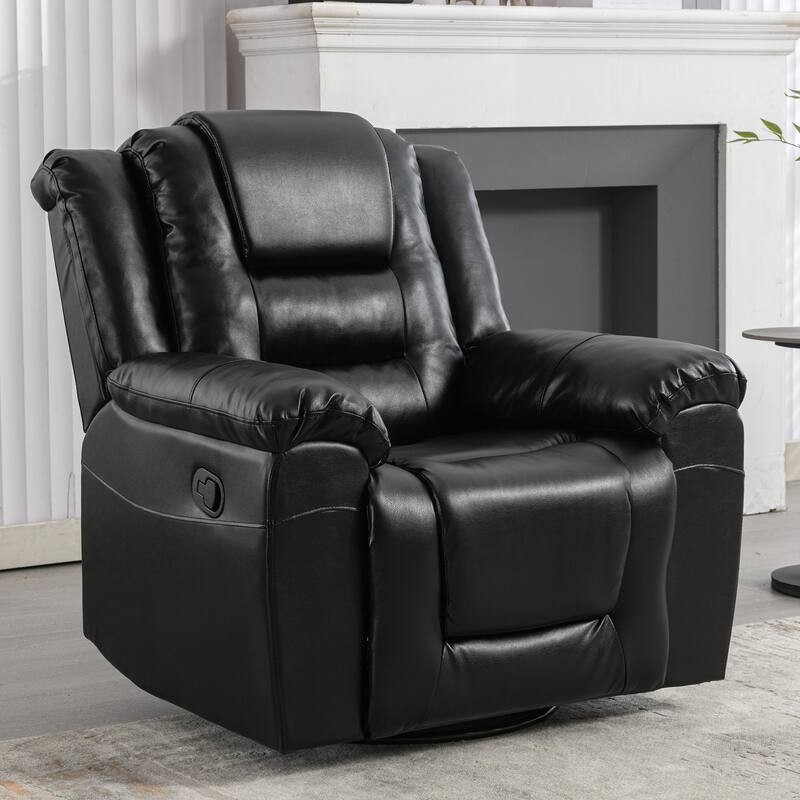 360° Swivel and Rocking Home Theater Recliner: Manual Recliner Chair with Wide Armrest