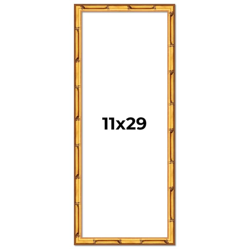 11x29 Frame Gold Bamboo Solid Wood Picture Frame | 1 Inch Moulding