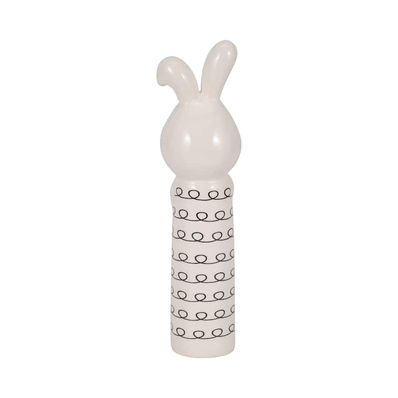 Sagebrook Home Squiggly Bunny With Gold Heart, White/Black