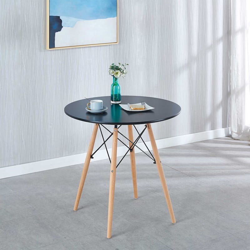 31.5"White Table Mid-century Dining Table for 2-4 people With Round Mdf Table Top, End Table Leisure Coffee Table