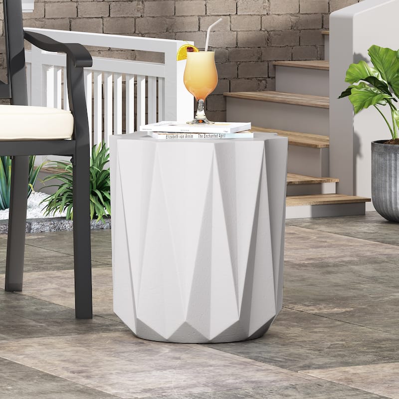 Anvil Outdoor Lightweight Concrete Side Table by Christopher Knight Home - Antique White