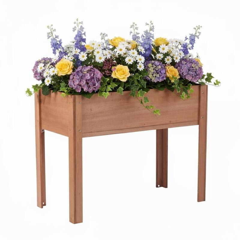 Natural Elevated Planter Box for Outdoor Use with Eco-Friendly Finish - Brown-40x20x31 inch
