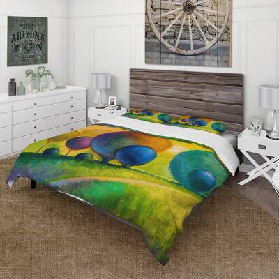 Designart 'Colourful Ornamental Trees III' Modern Duvet Cover Set