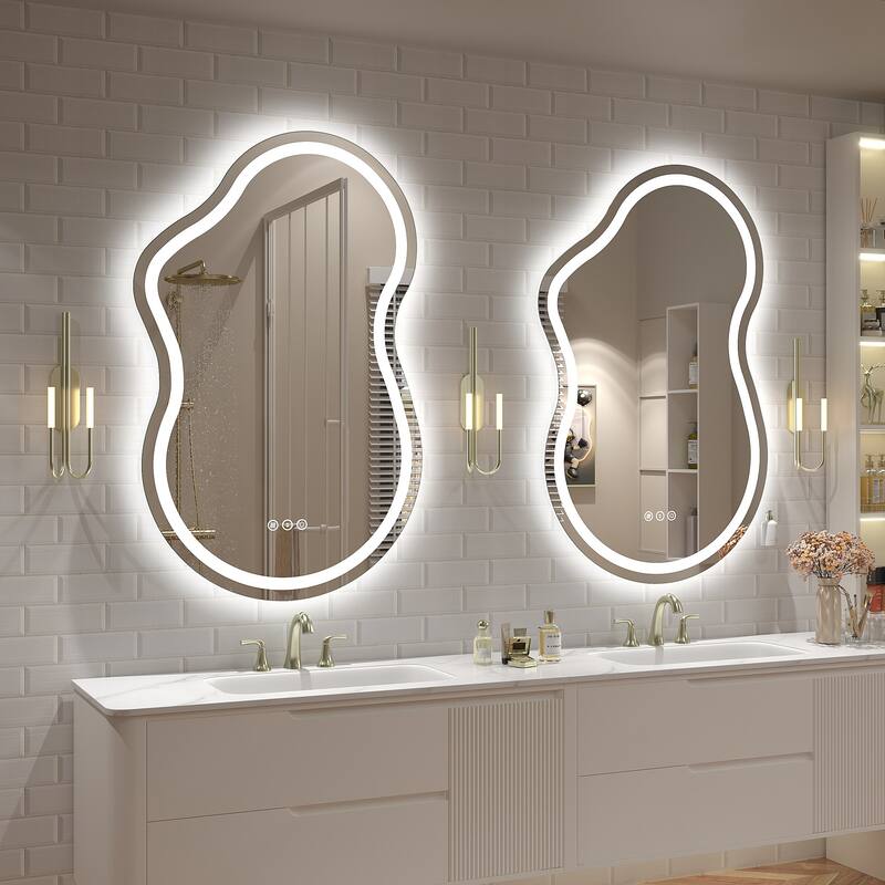 UL Certified Irregular LED Anti-fog Cloud-shaped Wall Bathroom Vanity Mirror