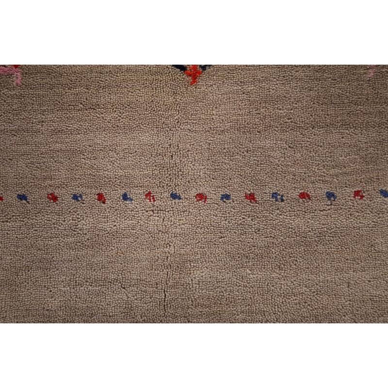 Tribal Beige Gabbeh Oriental Accent Rug Handmade Wool Carpet - 3'11"x 5'9"