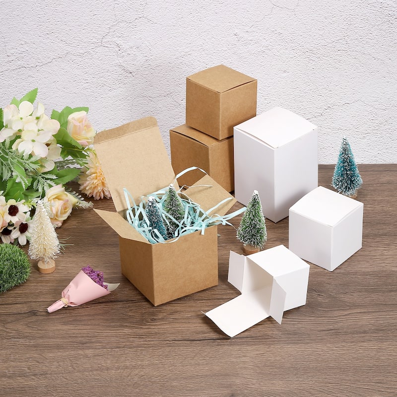 Paper Cardboard Boxes Gift Paper Box Brown 2x2 x2.75 Inch for Gift Wrap 30 Pcs