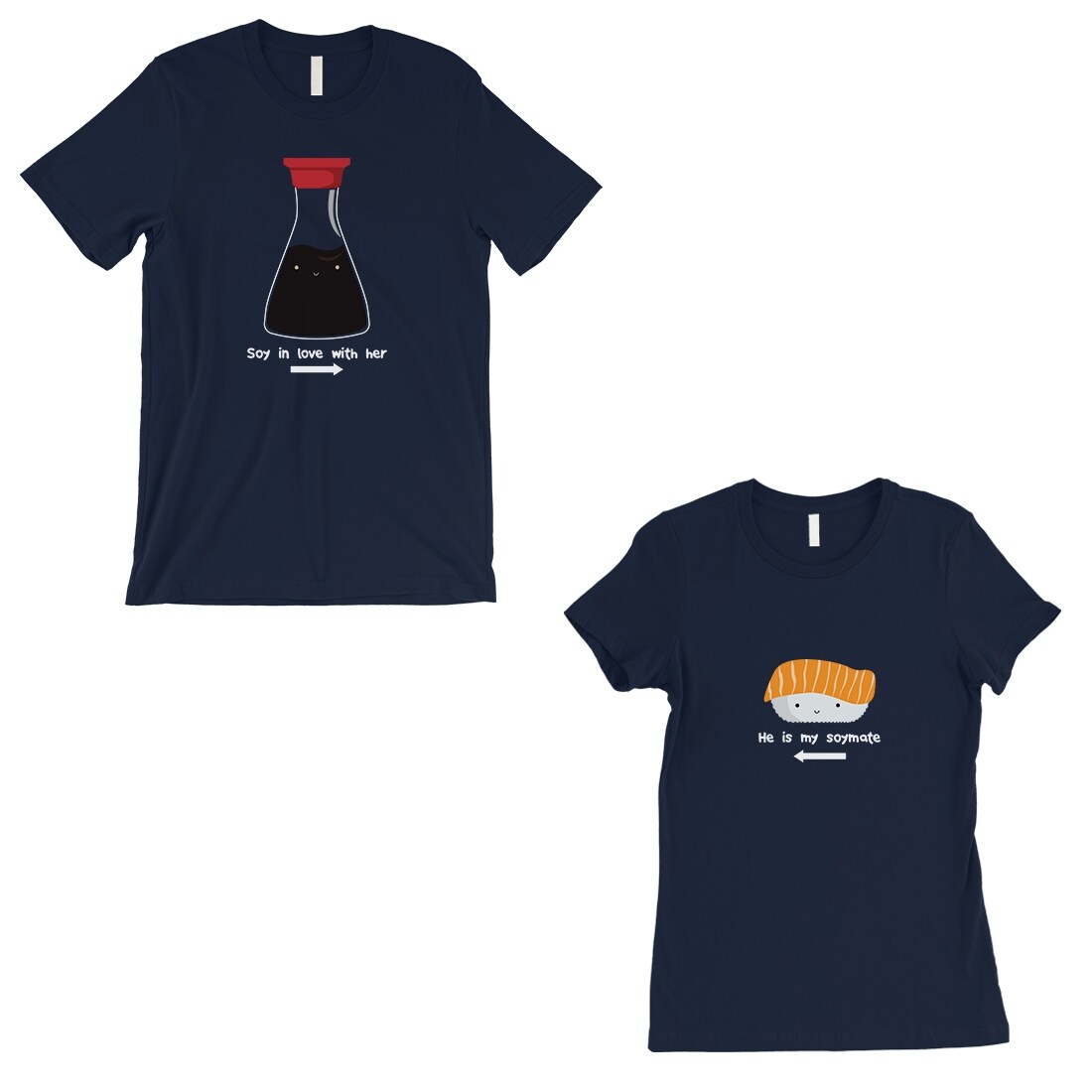 Shop Sushi Soy Sauce Matching Couple Gift Shirts Navy