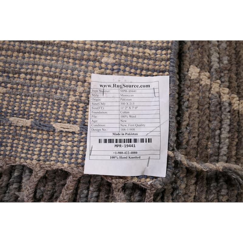 Trellis Geometric Moroccan Oriental Area Rug Hand-Knotted Wool Carpet - 7'0"x 11'2"