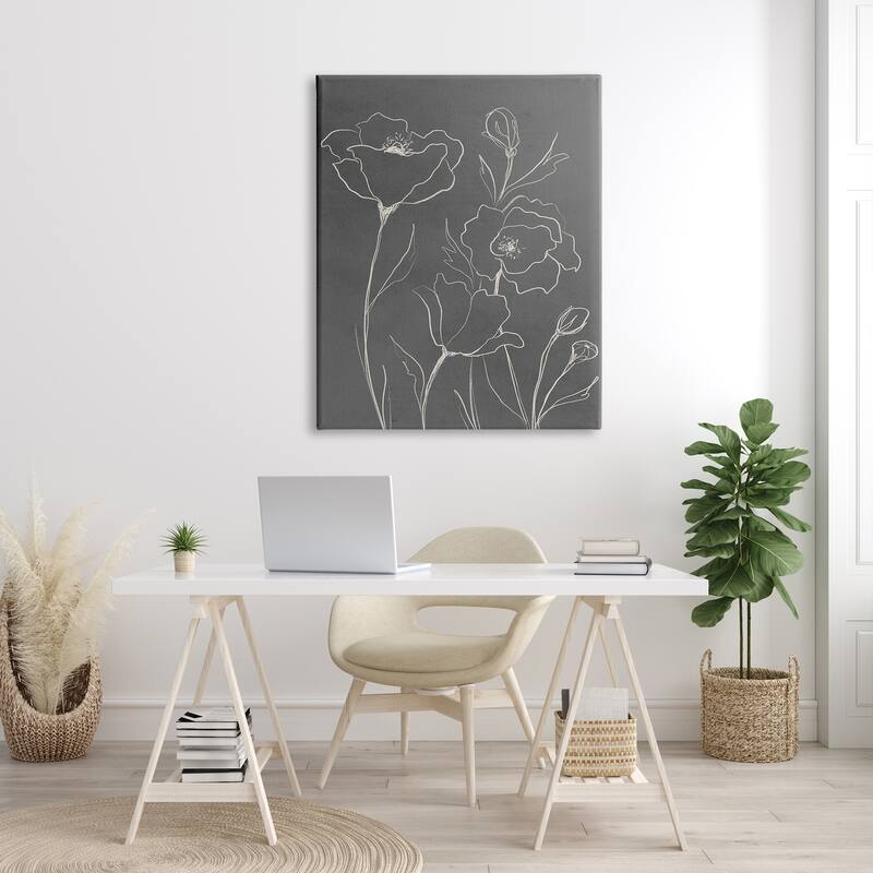 Stupell Blossoming Flower Petals Botanical Line Doodle Drawing Canvas Wall Art, Design by Elizabeth Medley