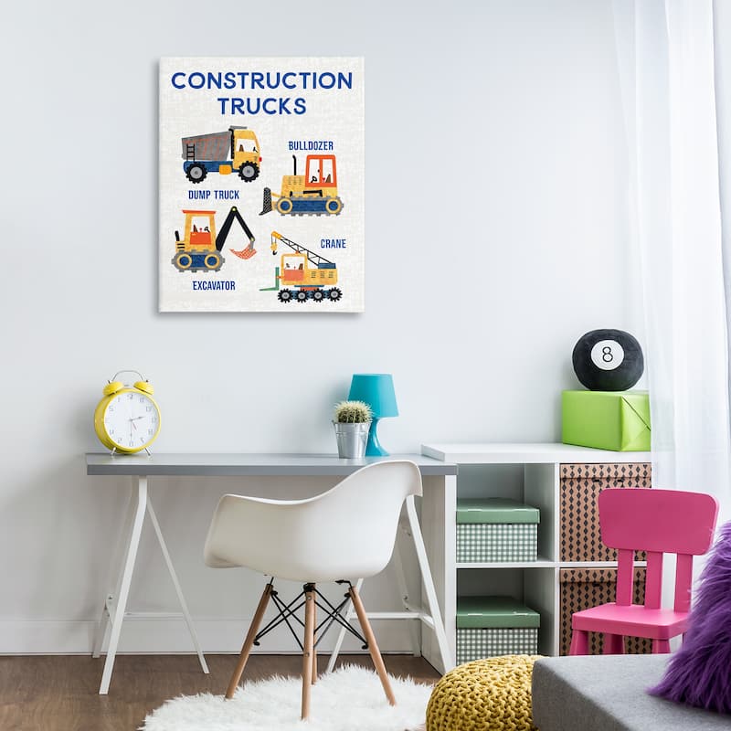 Stupell Educational Construction Trucks Canvas Wall Art Design By Conrad Knutsen