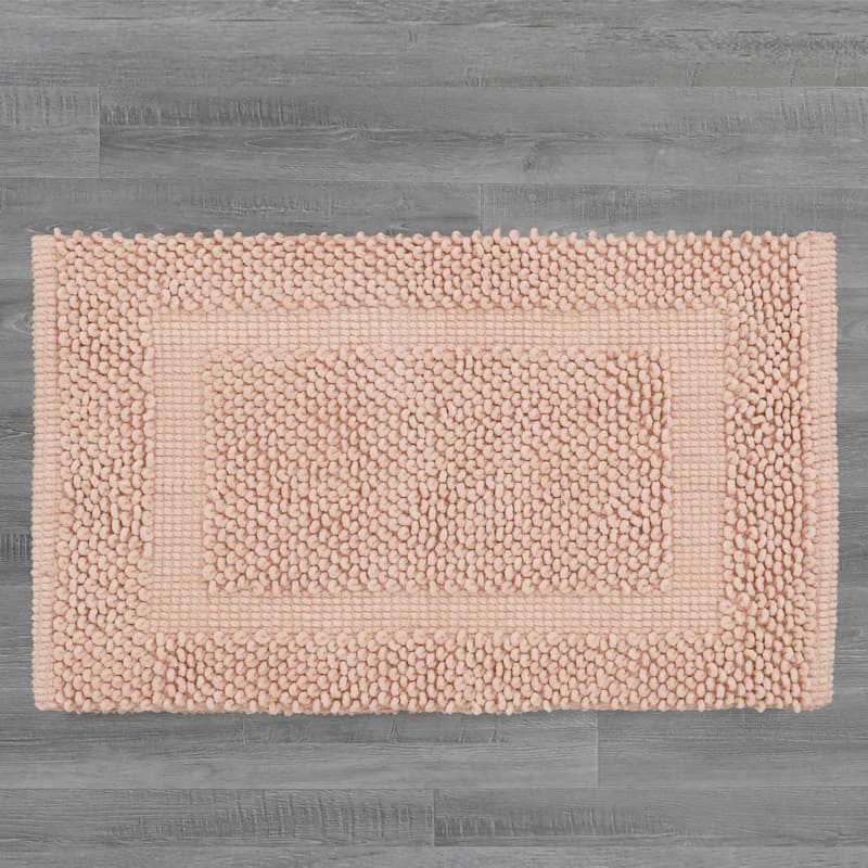 Sophie Border Ultra-plush Chenille Non-Slip Cotton Bath Mat