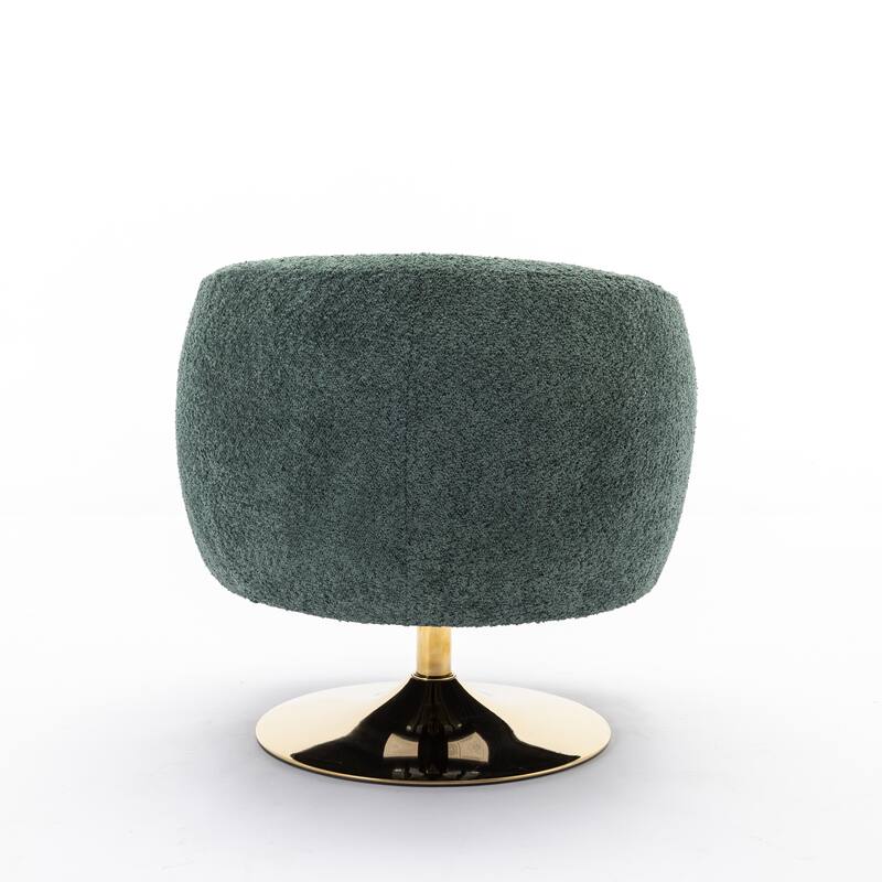 Accent Swivel Chair With Gold Metal Round Base