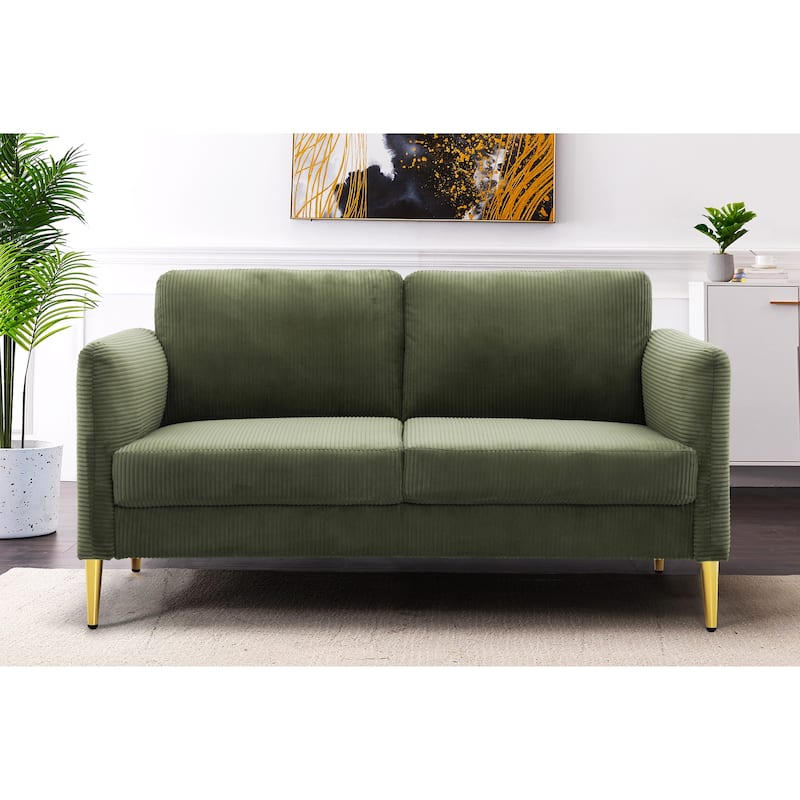 US PRIDE FURNITURE 60.63" W Mid-Century Corduroy Fabric Loveseat