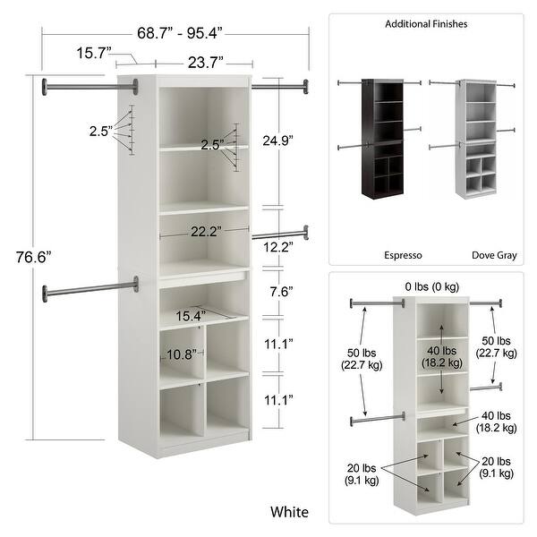 dimension image slide 3 of 4, Systembuild Evolution Rochon Closet Storage System