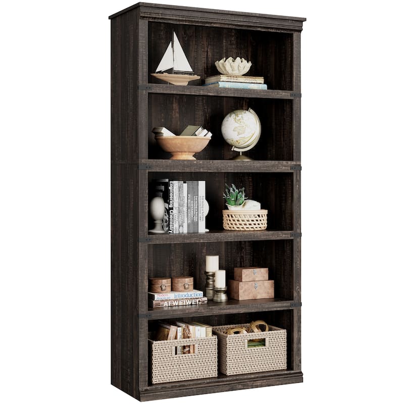 5-Shelf Bookcase, Modern Floor Standing Display Storage Shelves