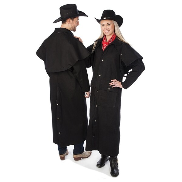 Adult Black Denim Cotton Western Duster Jacket