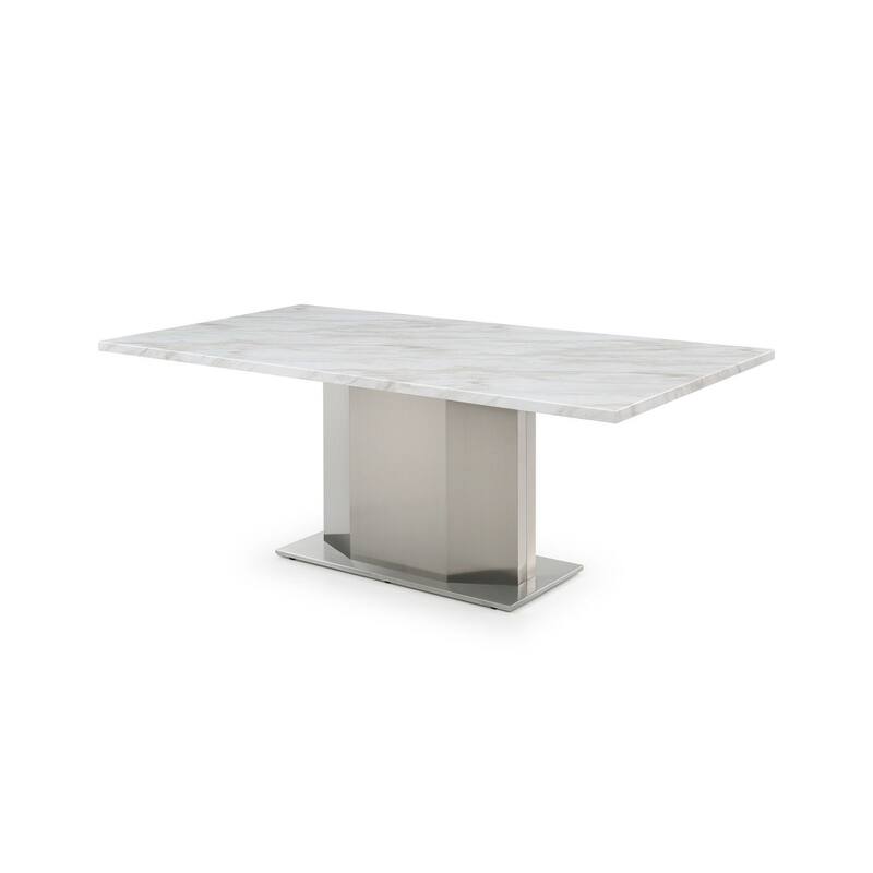 79'' Long Large Marble table with stainless steel base - Grey