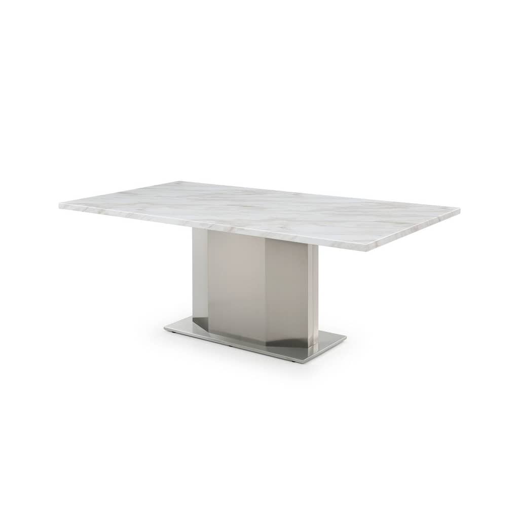 79'' Long Large Marble table with stainless steel base