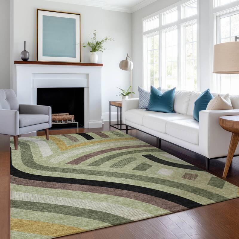 Machine Washable Indoor/ Outdoor Modern Jalen Chantille Rug