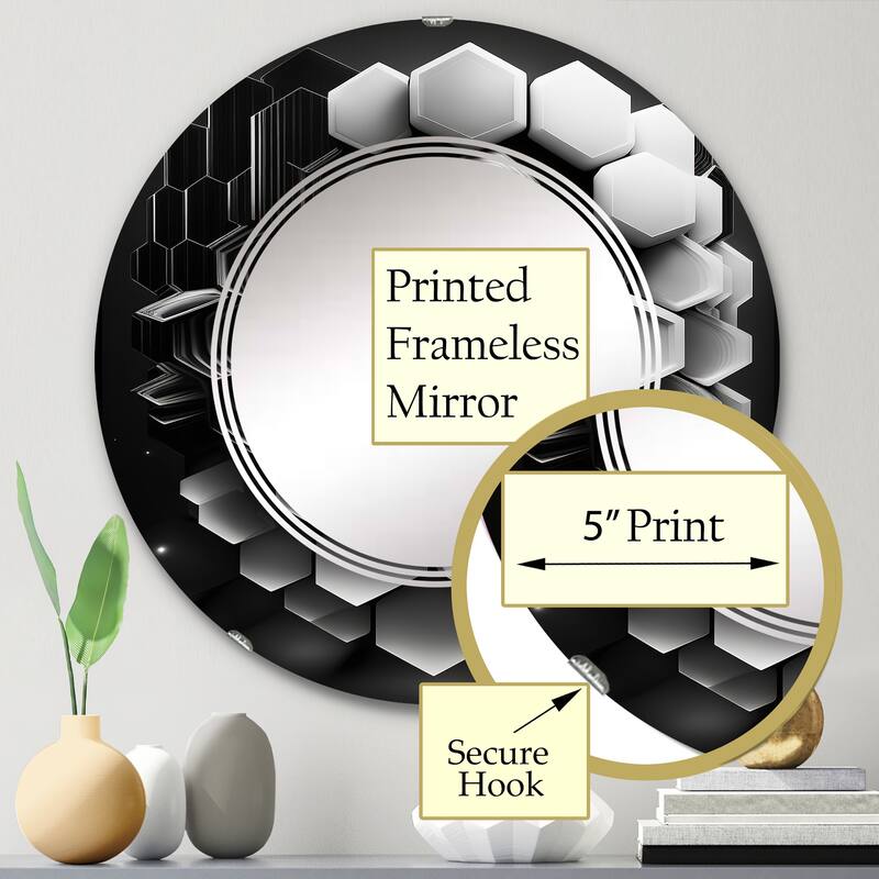 Designart 'Abstract Geomtric Black And White I' Printed Modern