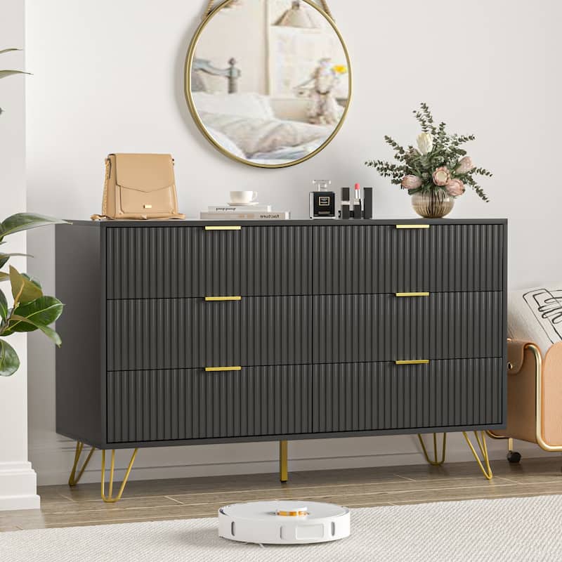 FURNIWAY Fluted Drawer Dresser for Bedroom