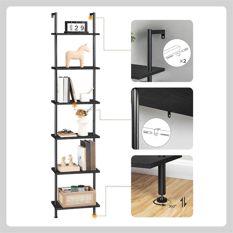 DIY Ladder Shelf - 9.4"D x 15.4"W x 79"H