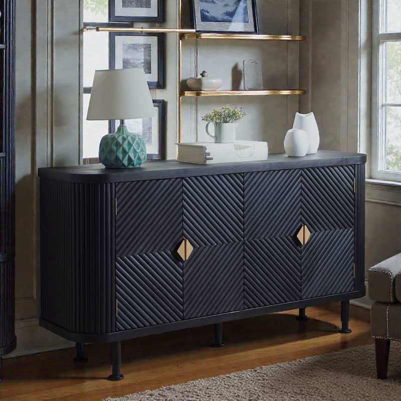 Modern Accent Storage Cabinet with 4 Doors, Sideboard Buffet Cabinet with Adjustable Shelves for Entryway Living Room