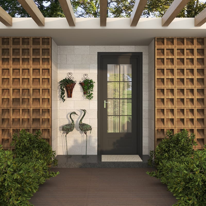 Brown Metal Indoor Outdoor Weathered Hanging Scroll Indoor Outdoor Wall Planter with Fleur-De-Lis Accent (Set of 2)