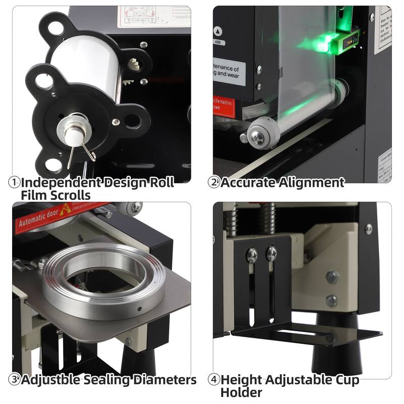 Cup Sealing Machine, Full Automatic Cup Sealer Machine 3.54"/3.74", Digital Control LCD Panel Cup Sealer Machine